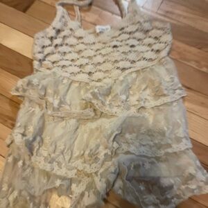 Symmetry Beige Lace Romper